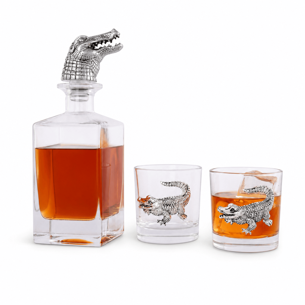 Arthur Court Alligator Alligator Decanter Set with Glasses