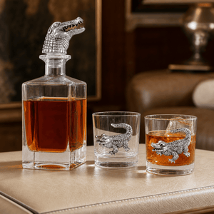Arthur Court Alligator Alligator Decanter Set with Glasses