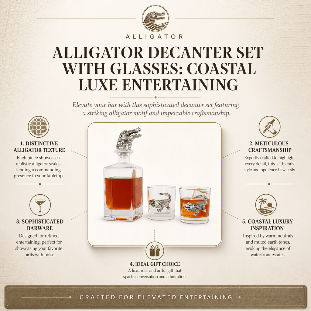 Arthur Court Alligator Alligator Decanter Set with Glasses