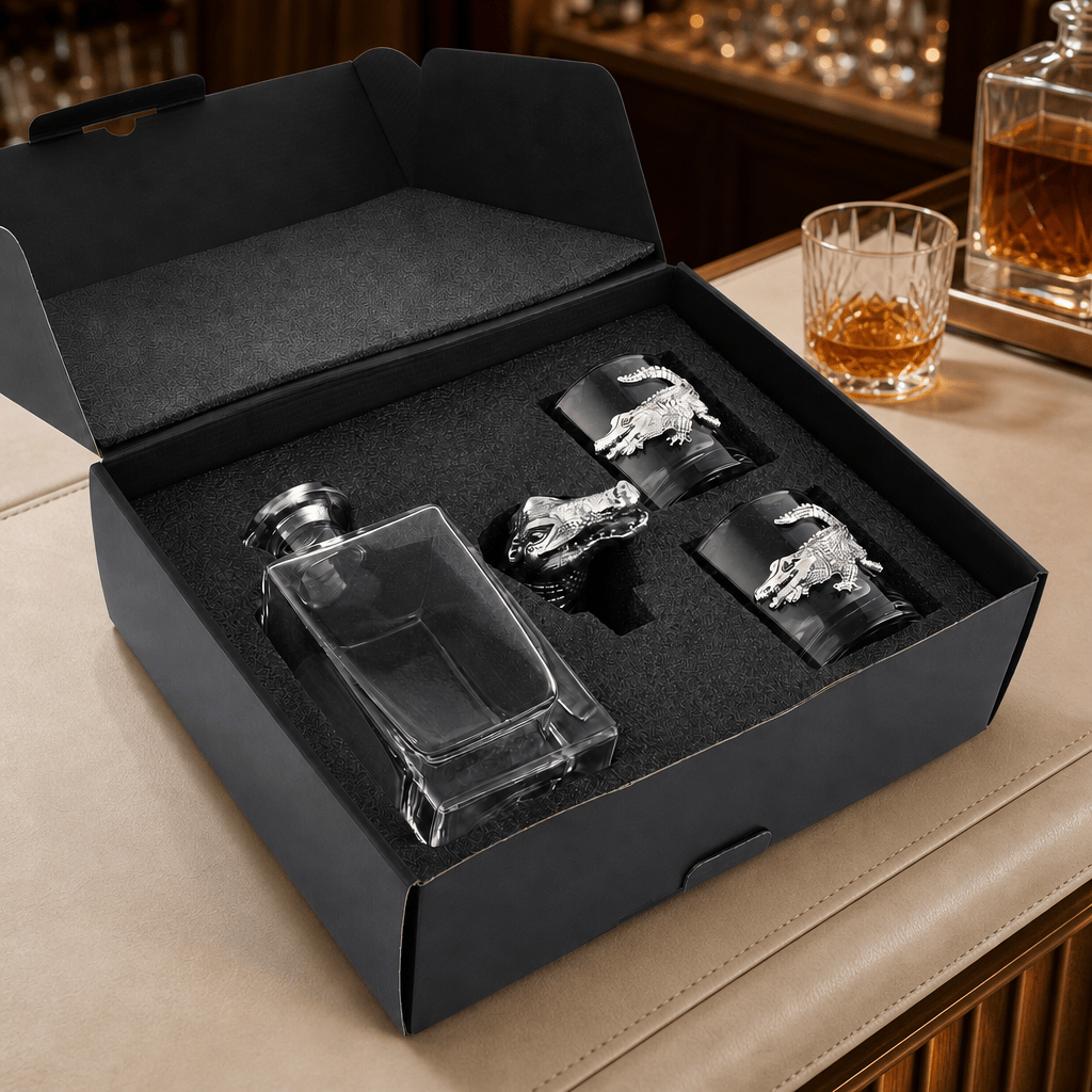 Arthur Court Alligator Alligator Decanter Set with Glasses