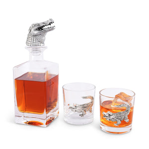 Arthur Court Alligator Alligator Decanter Set with Glasses