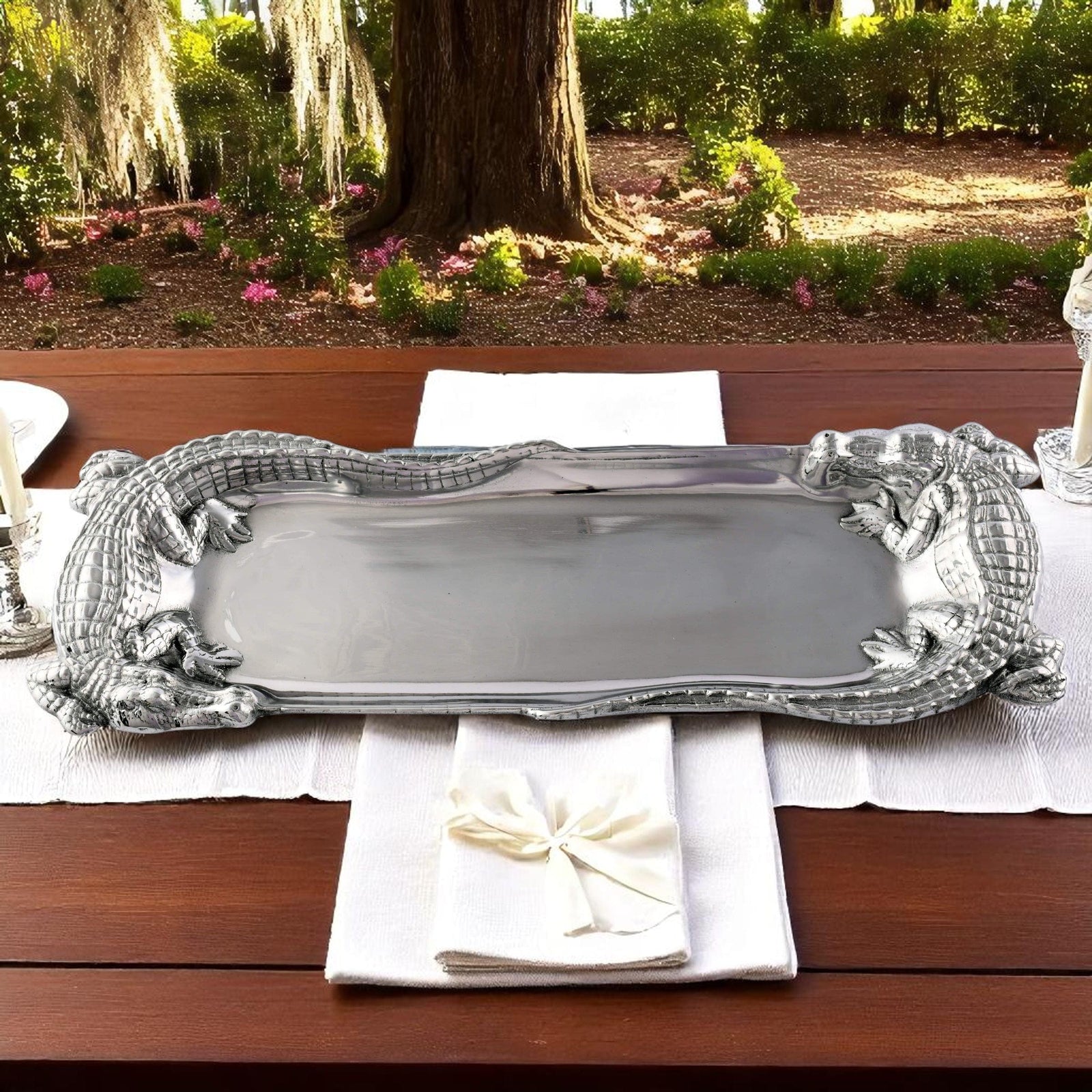 Arthur Court Alligator Alligator Figural Oblong Tray