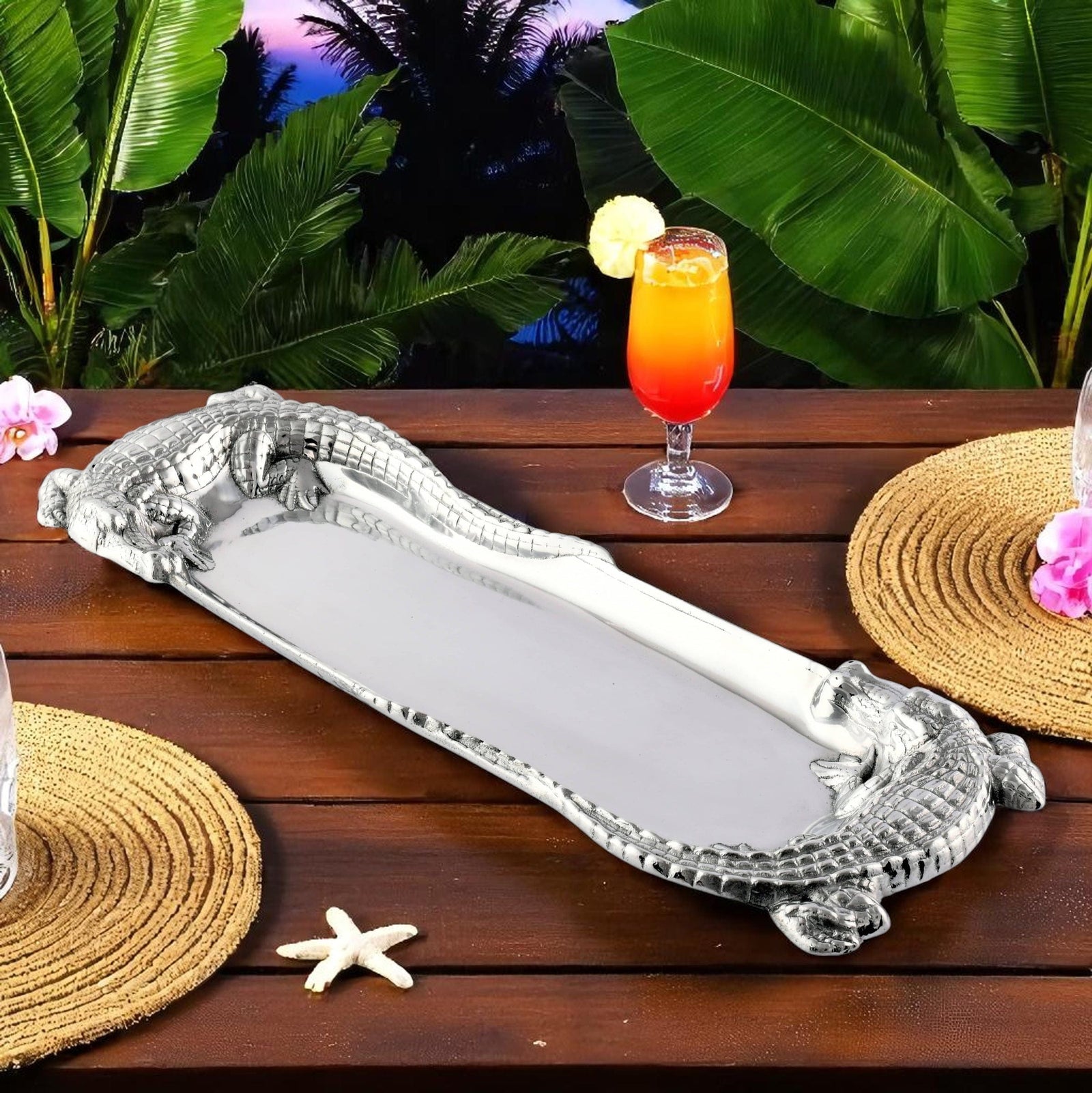 Arthur Court Alligator Alligator Figural Oblong Tray