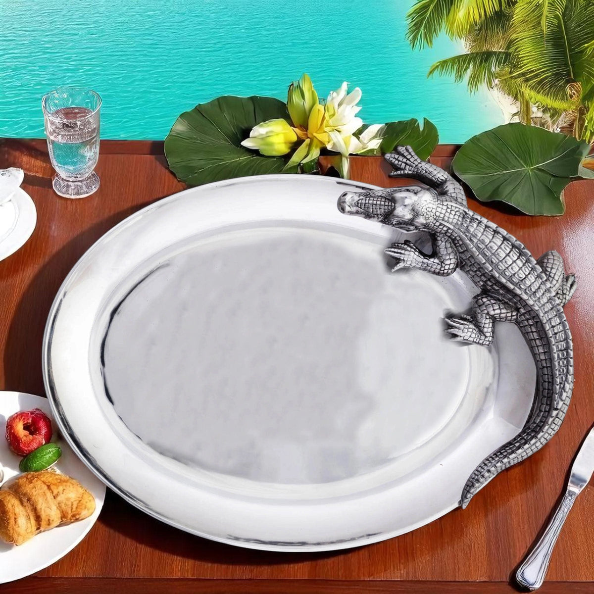 Arthur Court Alligator Alligator Oval Platter
