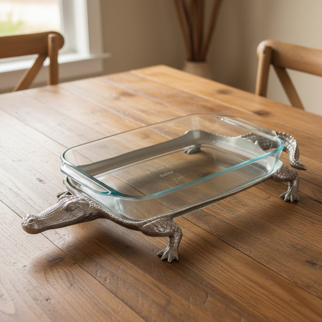 Arthur Court Alligator Alligator Pyrex Holder 3qt