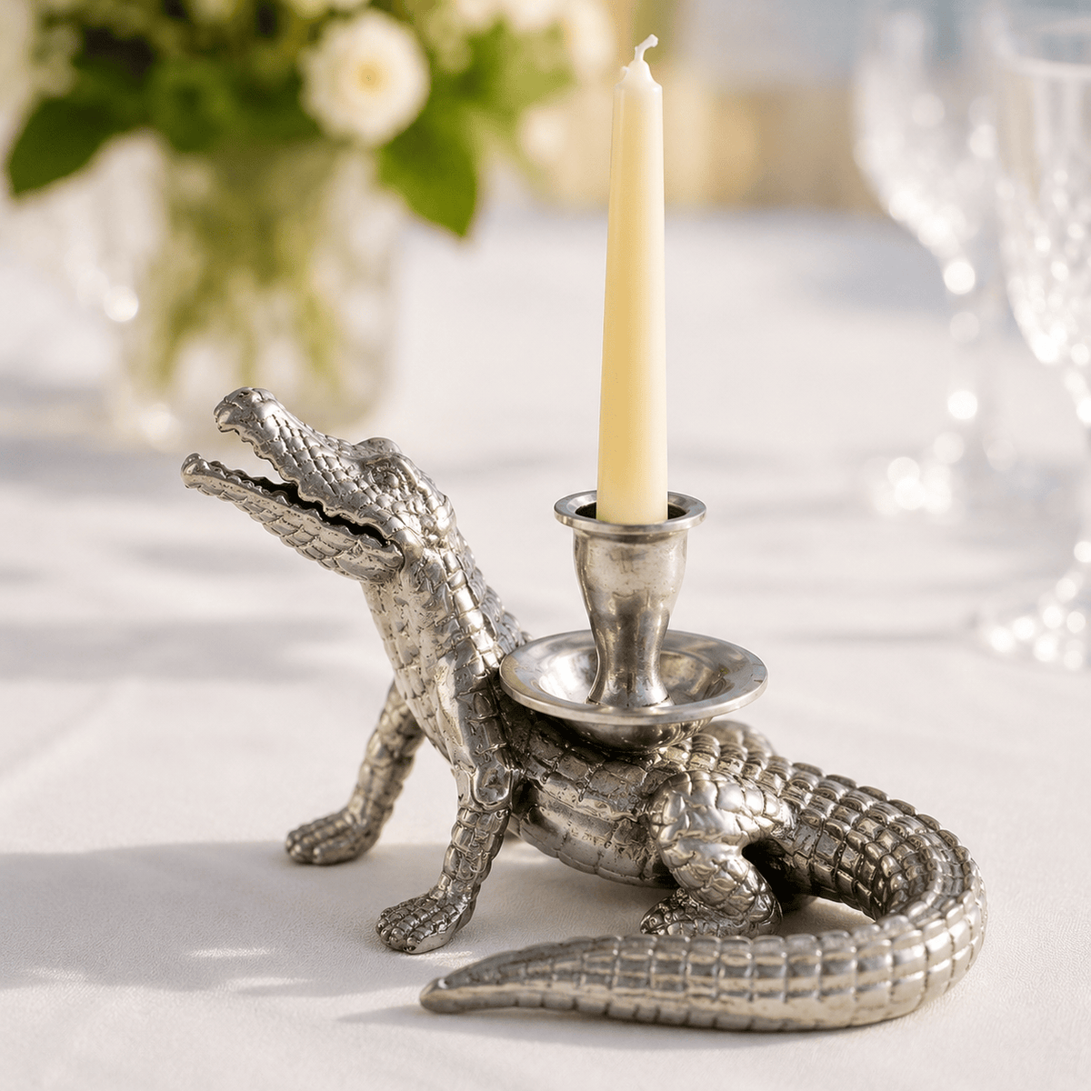 Arthur Court Alligator Alligator Taper Candle Holders