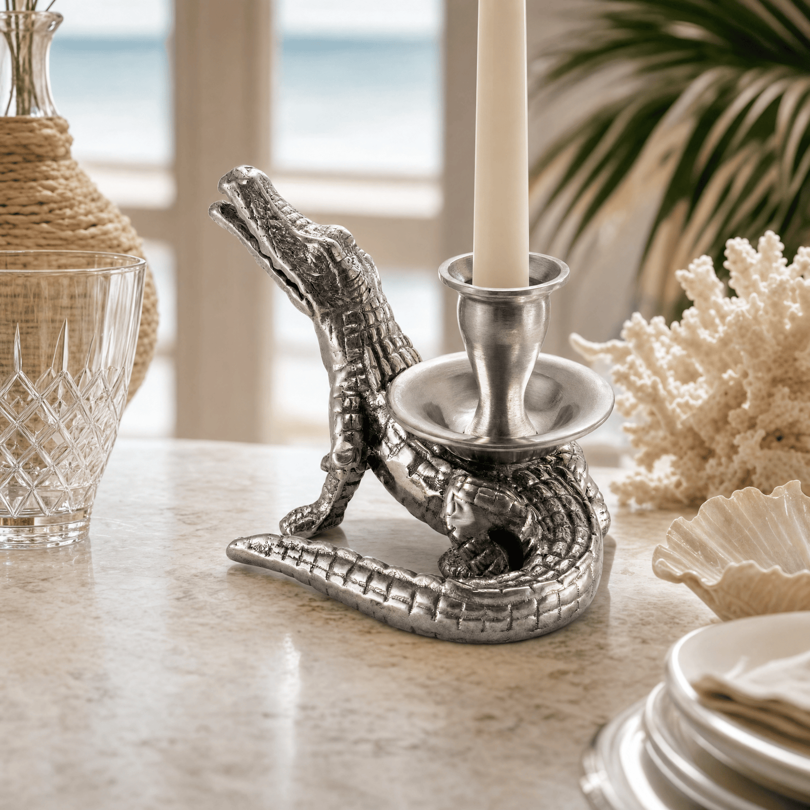 Arthur Court Alligator Alligator Taper Candle Holders