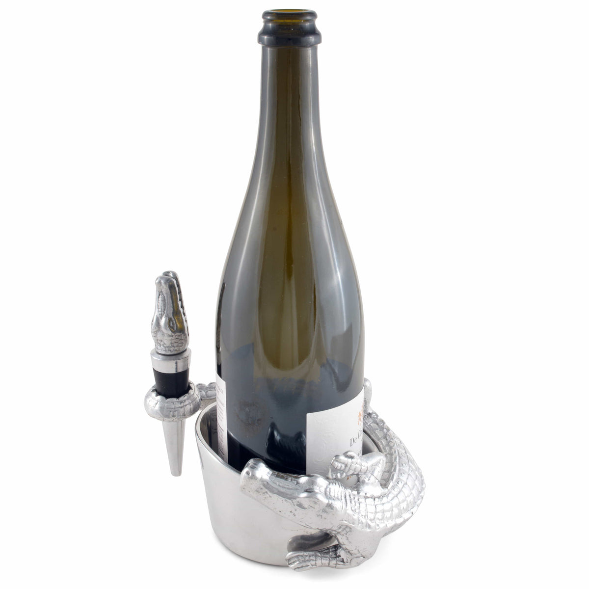 Arthur Court Alligator Alligator Wine Coaster and Stopper Set