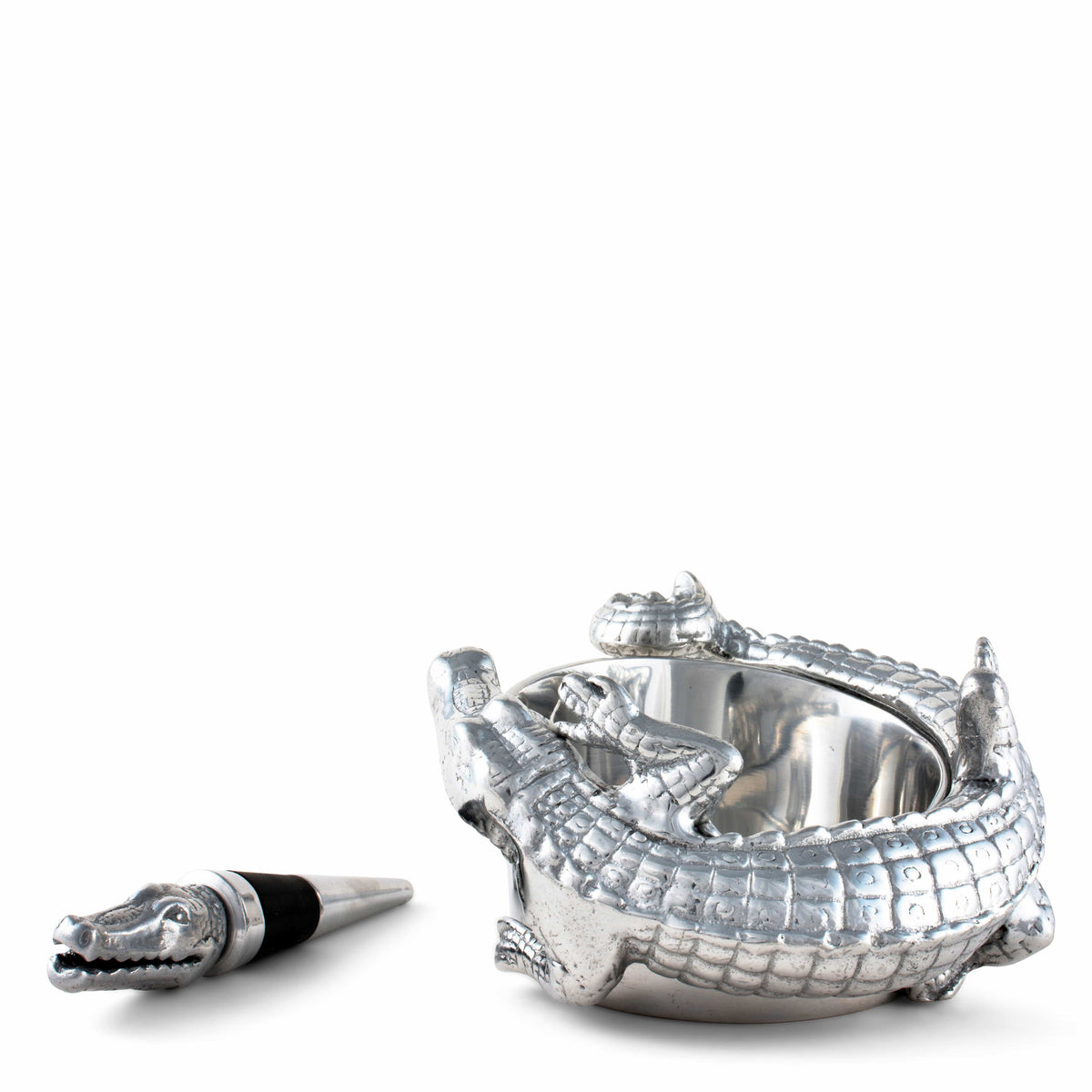 Arthur Court Alligator Alligator Wine Coaster and Stopper Set