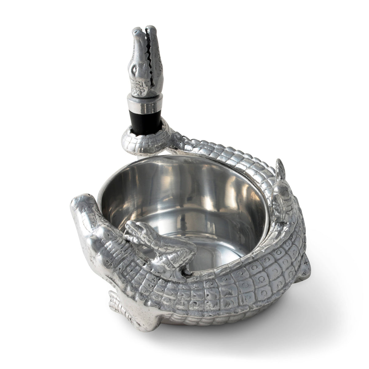 Arthur Court Alligator Alligator Wine Coaster and Stopper Set