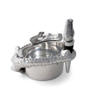 Arthur Court Alligator Alligator Wine Coaster and Stopper Set