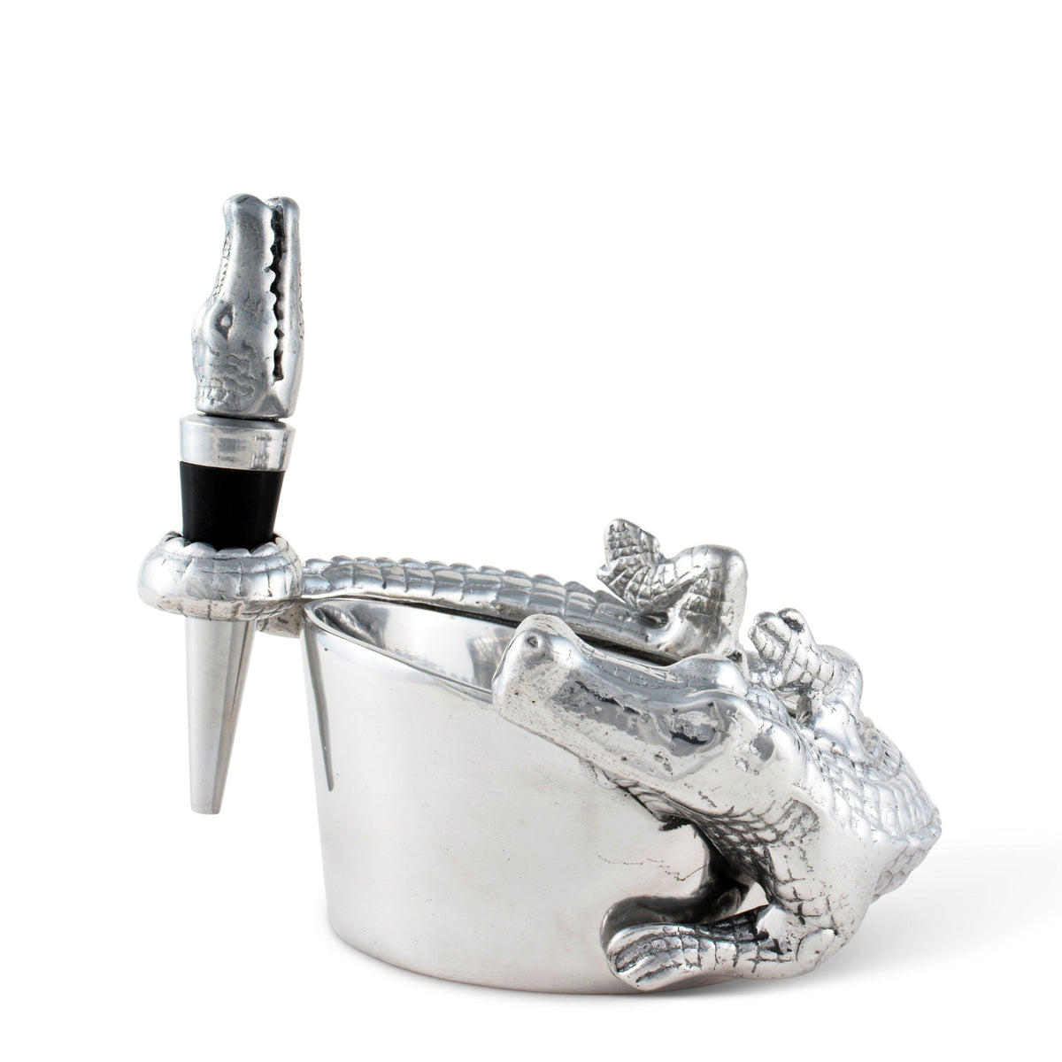 Arthur Court Alligator Alligator Wine Coaster and Stopper Set