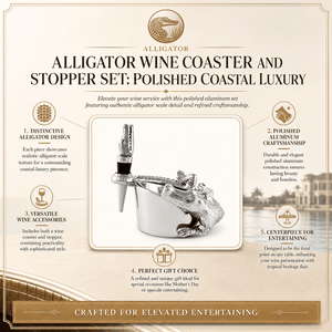Arthur Court Alligator Alligator Wine Coaster and Stopper Set