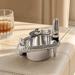 Arthur Court Alligator Alligator Wine Coaster and Stopper Set