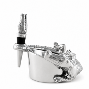 Arthur Court Alligator Alligator Wine Coaster and Stopper Set