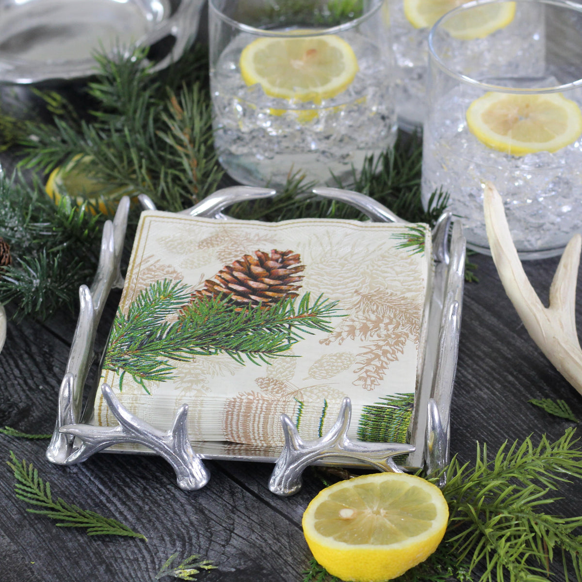 Arthur Court Antler Antler Cocktail Napkin Box