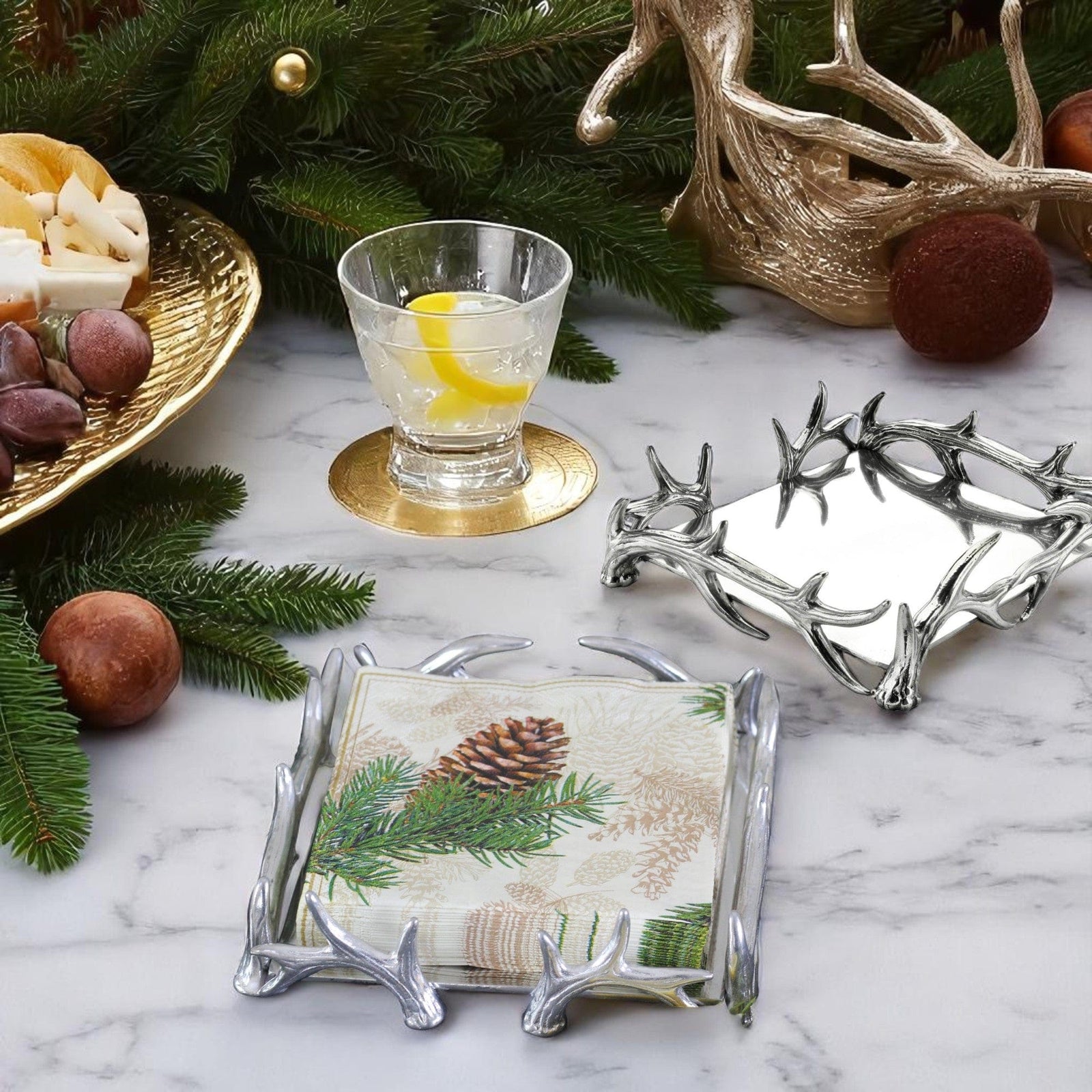 Arthur Court Antler Antler Cocktail Napkin Box