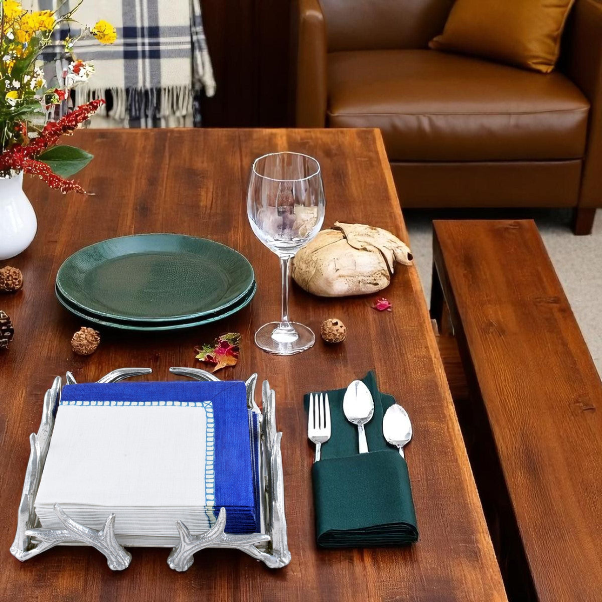 Arthur Court Antler Antler Luncheon Napkin Box