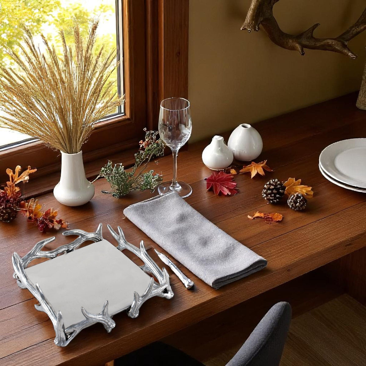 Arthur Court Antler Antler Luncheon Napkin Box