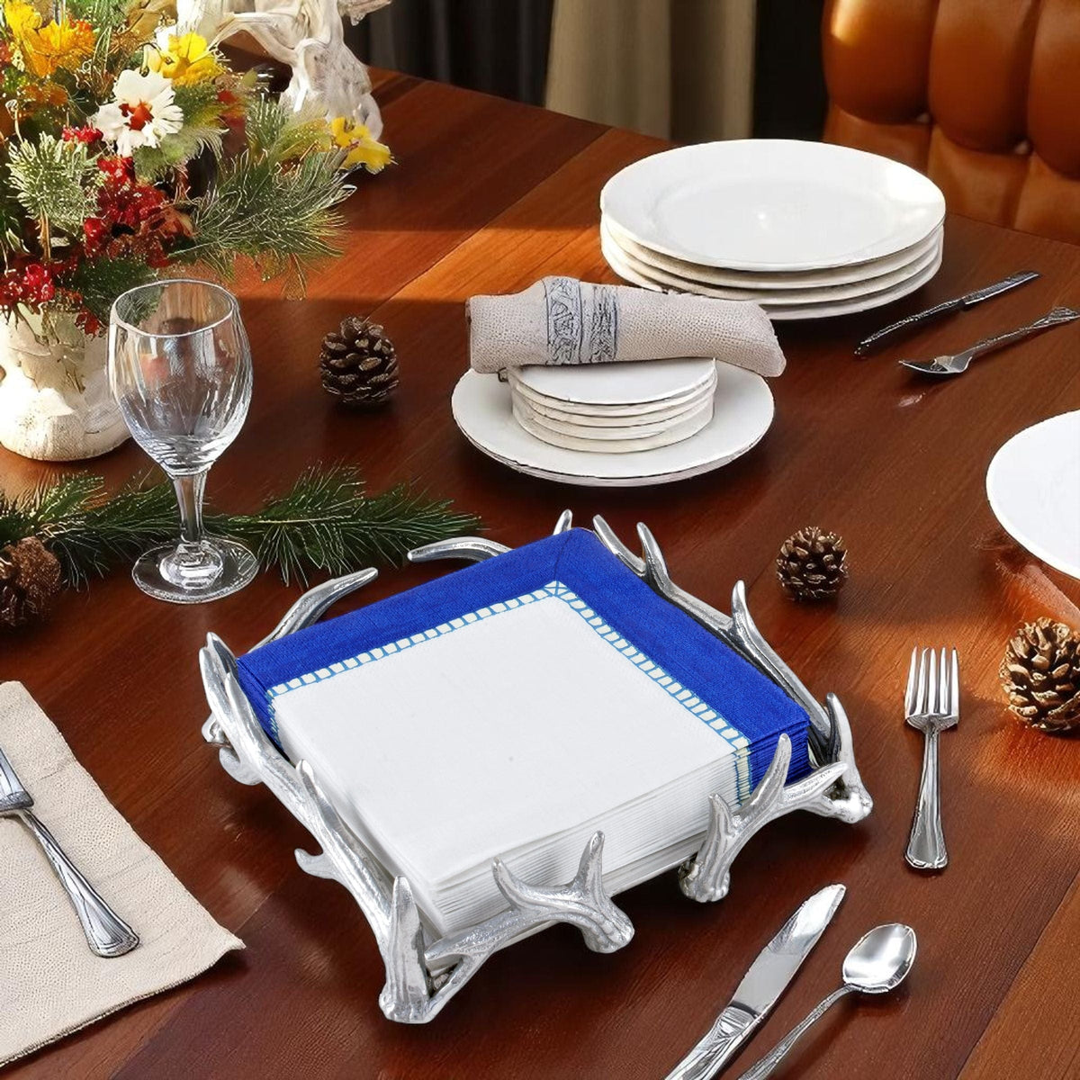 Arthur Court Antler Antler Luncheon Napkin Box