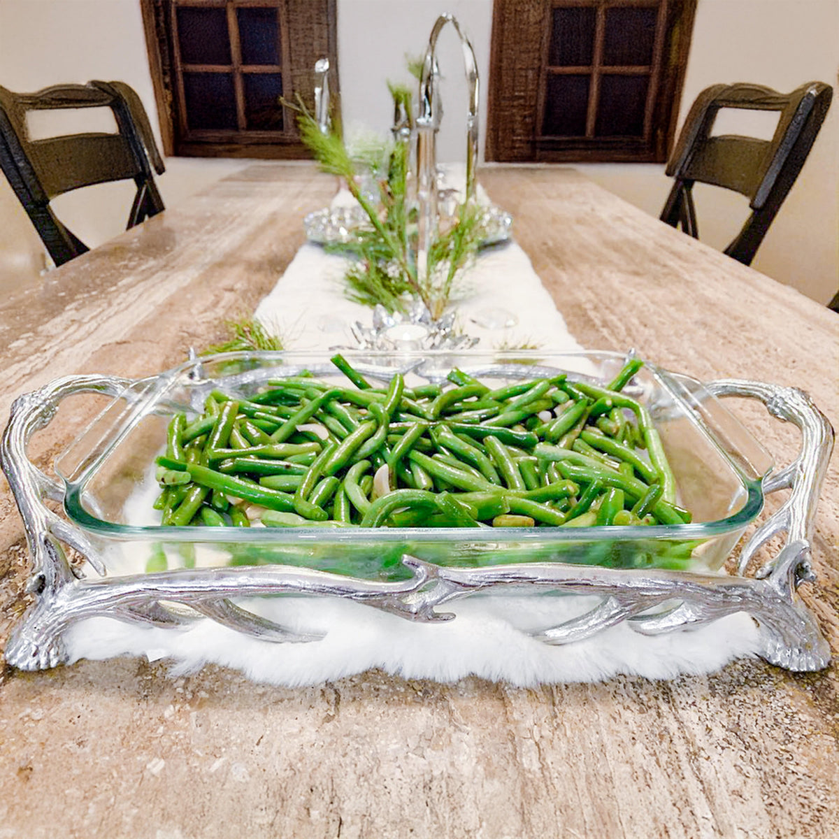 Arthur Court Antler Antler Pyrex Holder 3qt