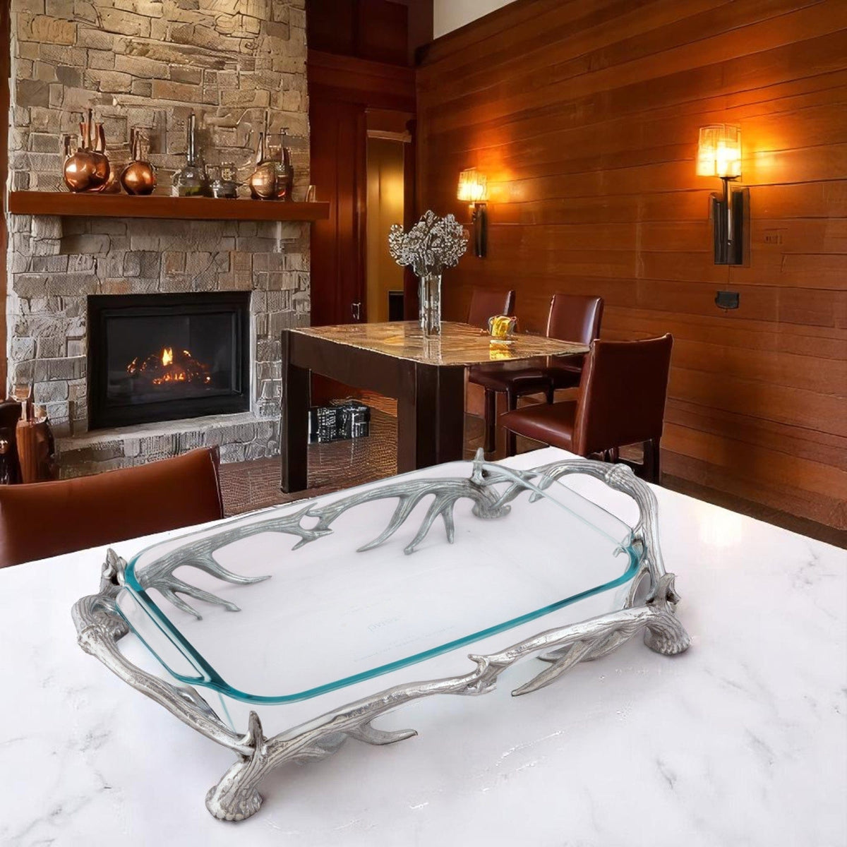 Arthur Court Antler Antler Pyrex Holder 3qt