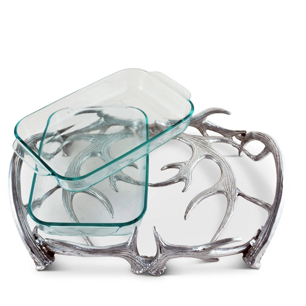 Arthur Court Antler Antler Pyrex Holder Double 2qt