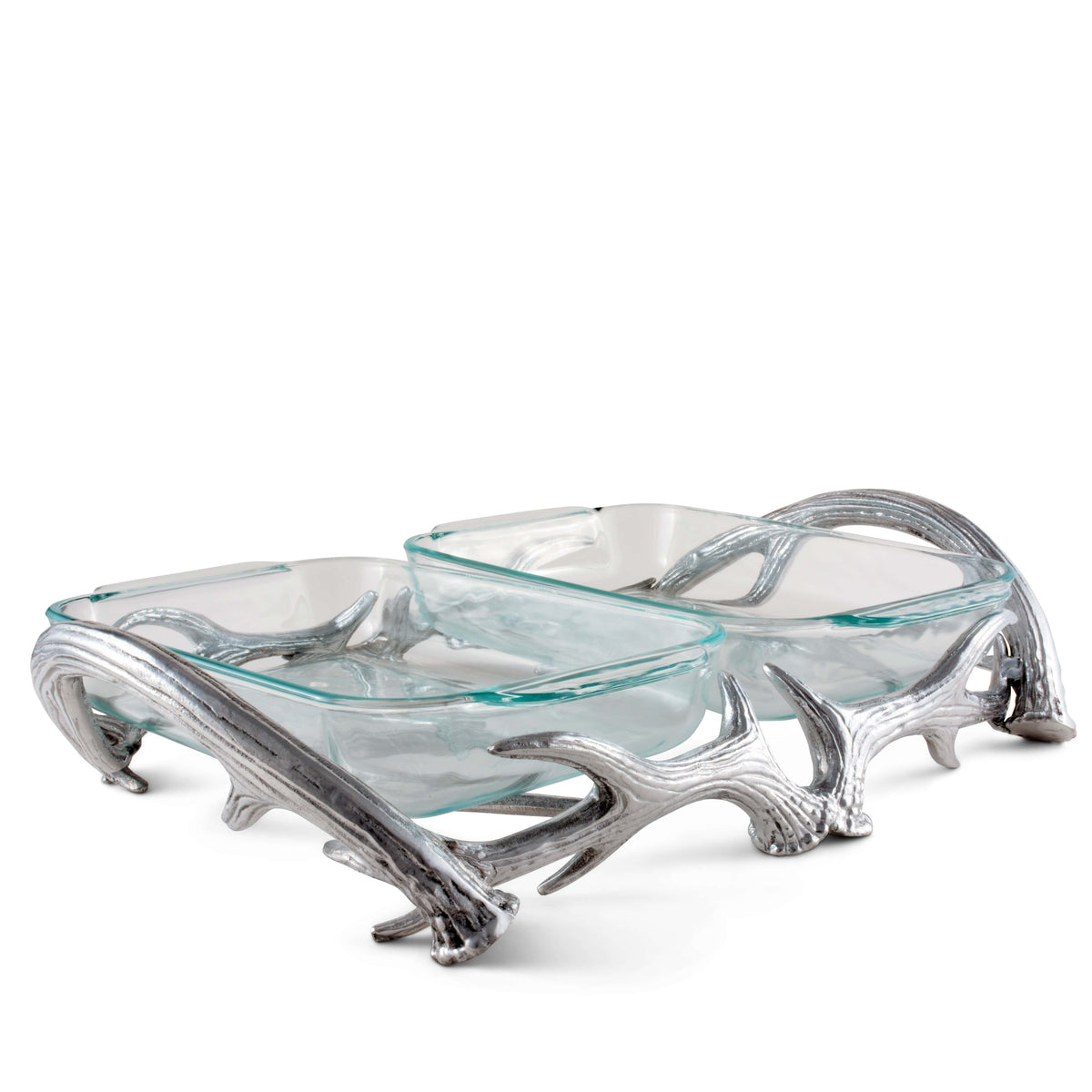 Arthur Court Antler Antler Pyrex Holder Double 2qt
