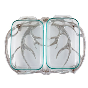Arthur Court Antler Antler Pyrex Holder Double 2qt