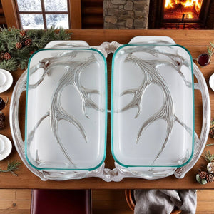 Arthur Court Antler Antler Pyrex Holder Double 2qt