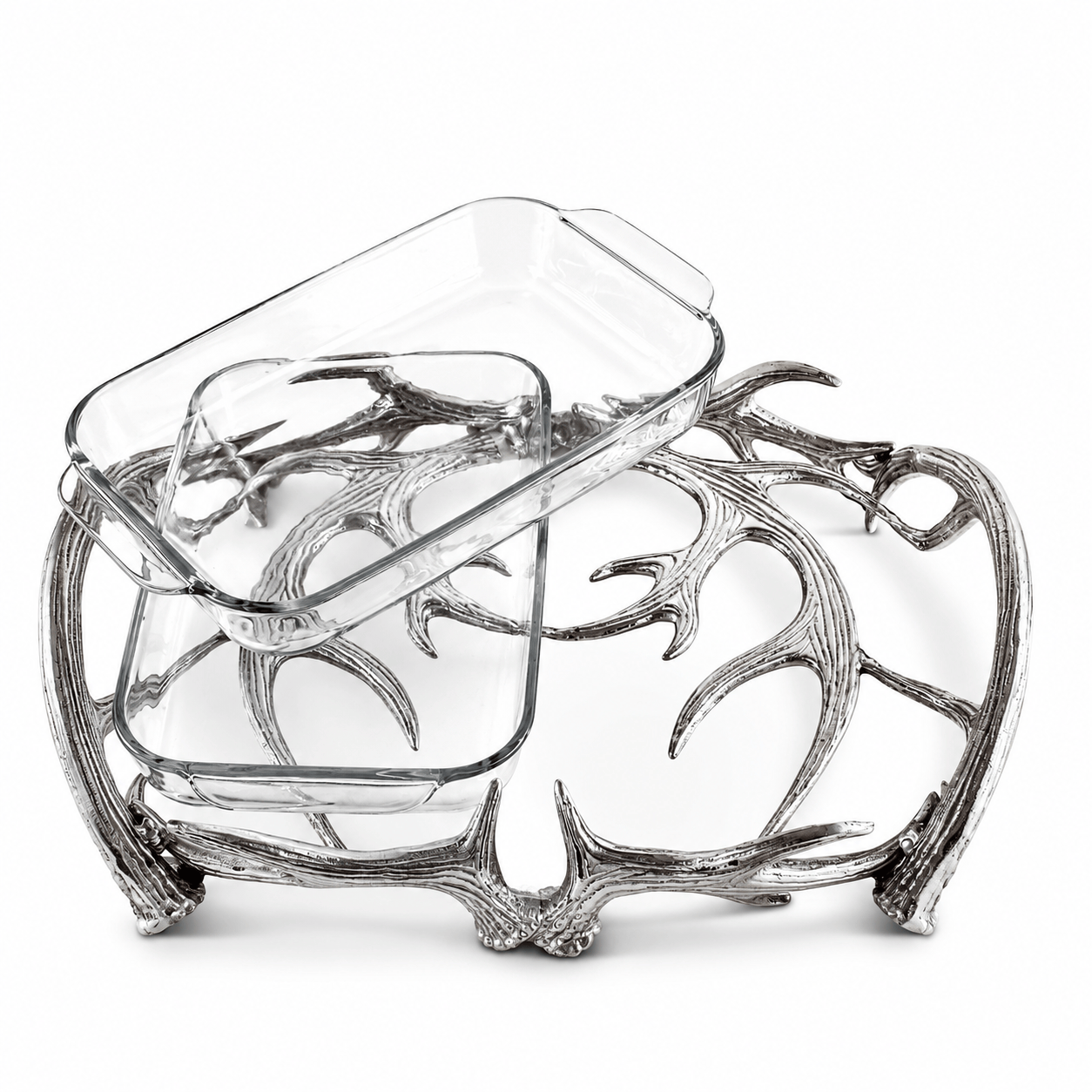 Arthur Court Antler Antler Pyrex Holder Double 2qt