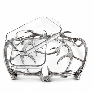 Arthur Court Antler Antler Pyrex Holder Double 2qt