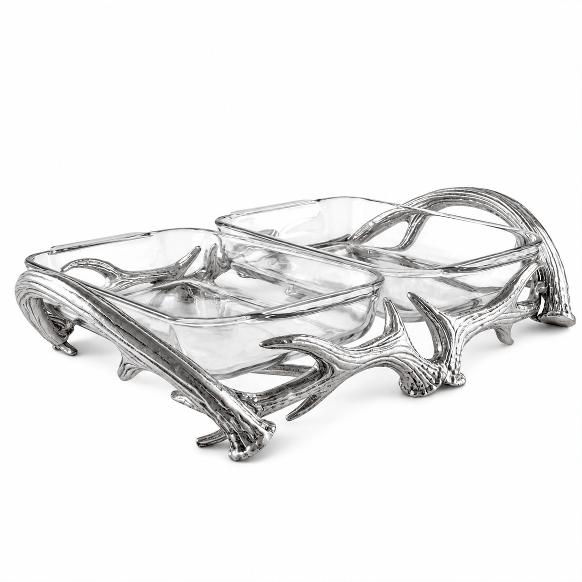 Arthur Court Antler Antler Pyrex Holder Double 2qt