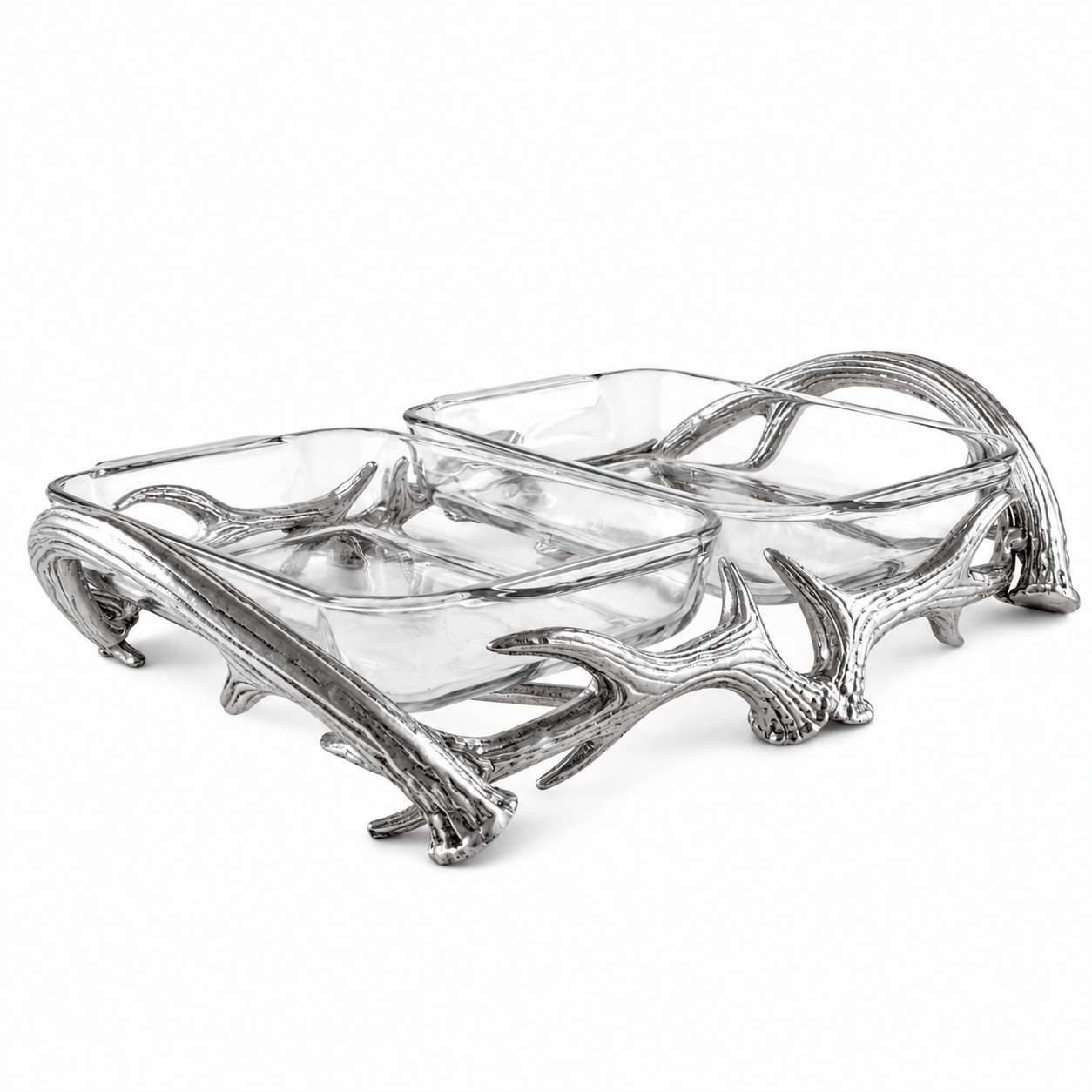Arthur Court Antler Antler Pyrex Holder Double 2qt