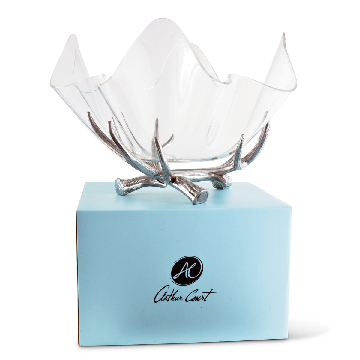 Arthur Court Antler Antler Stand Acrylic Bowl 14