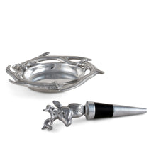 Arthur Court Antler Antler Wine Coaster and Stopper Set