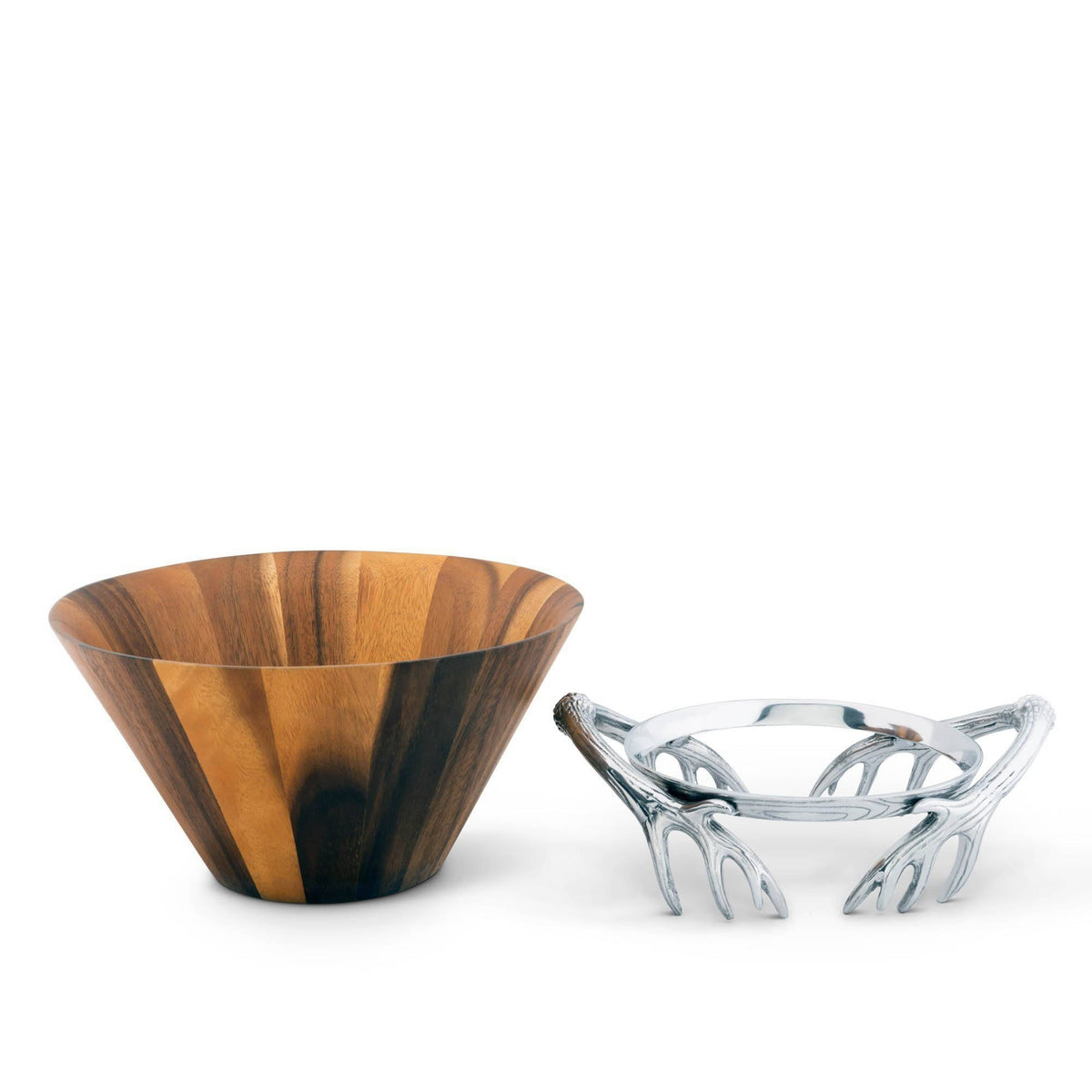 Arthur Court Antler Antler Wood Salad Bowl