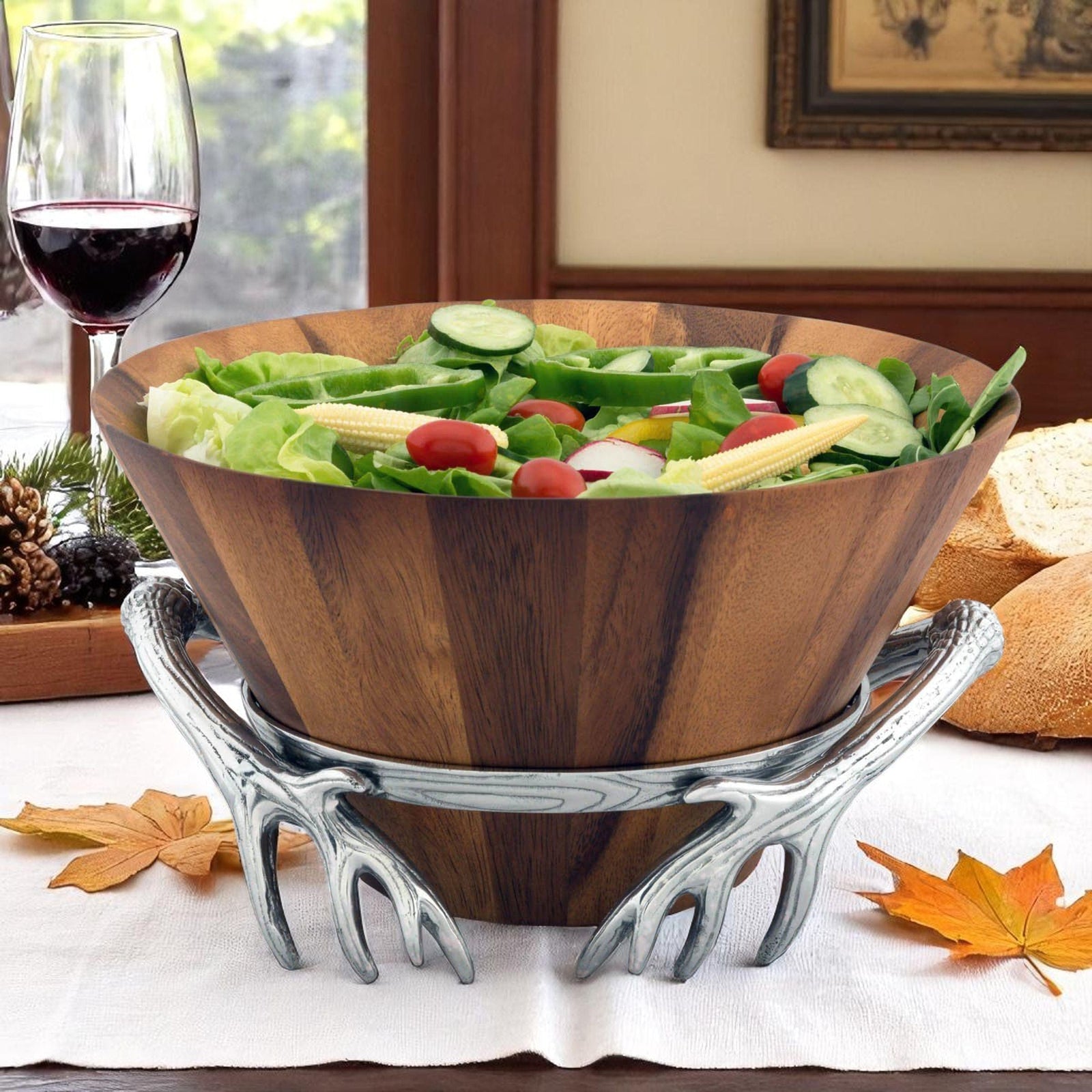 Arthur Court Antler Antler Wood Salad Bowl