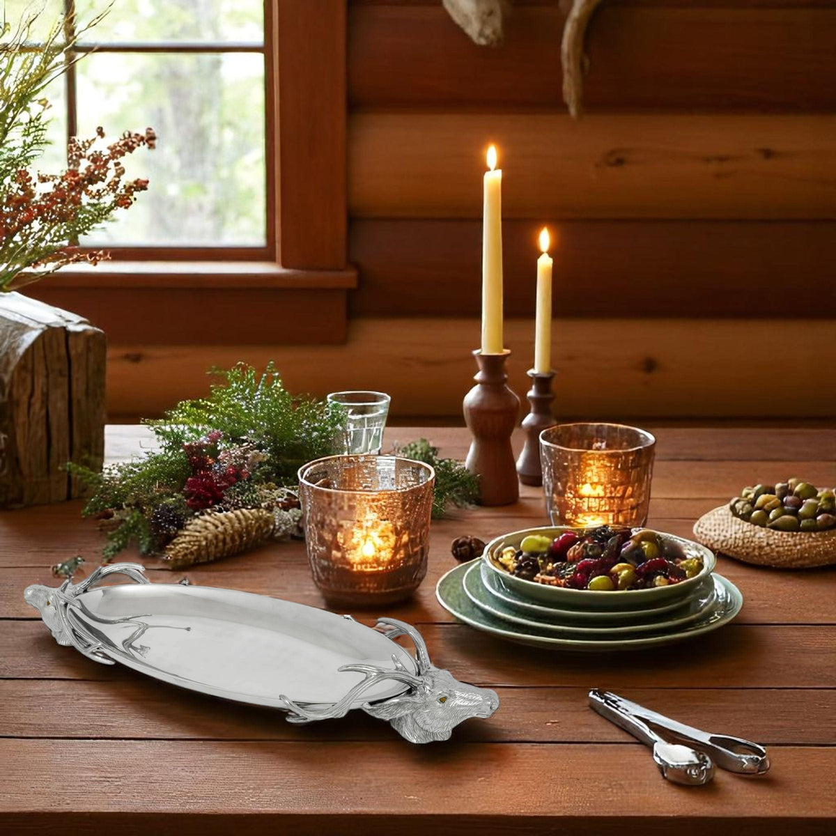 Arthur Court Antler Deer Head Centerpiece Tray