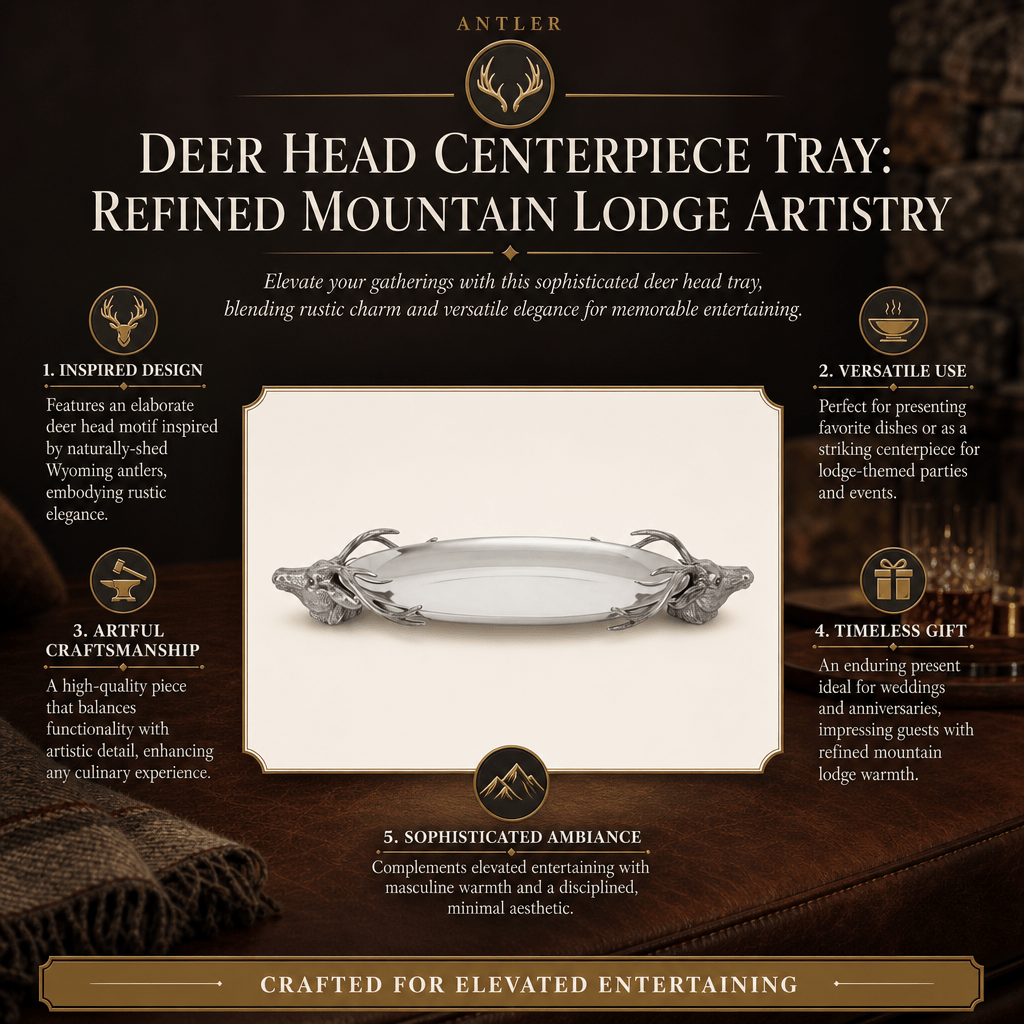 Arthur Court Antler Deer Head Centerpiece Tray