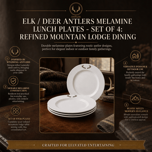 Arthur Court Antler Elk / Deer Antlers Melamine Lunch Plates - Set of 4