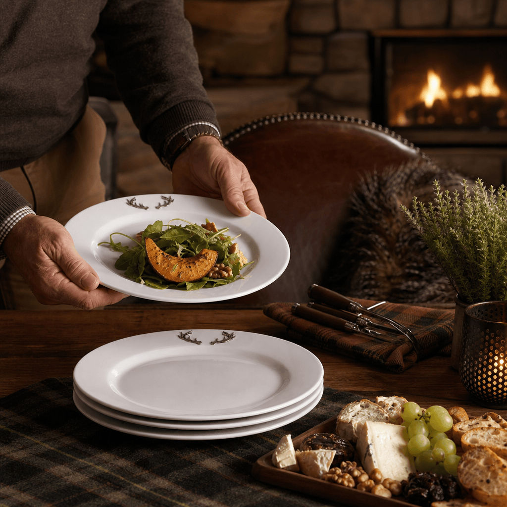Arthur Court Antler Elk / Deer Antlers Melamine Lunch Plates - Set of 4