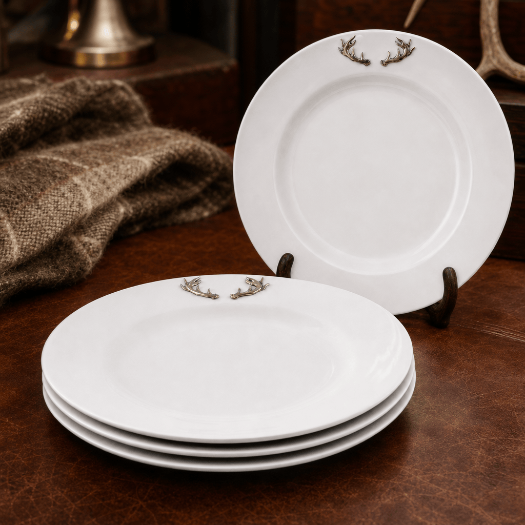 Arthur Court Antler Elk / Deer Antlers Melamine Lunch Plates - Set of 4