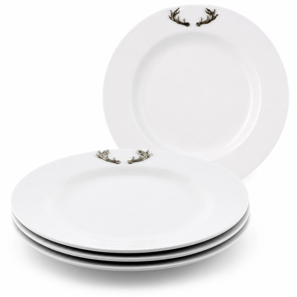 Arthur Court Antler Elk / Deer Antlers Melamine Lunch Plates - Set of 4