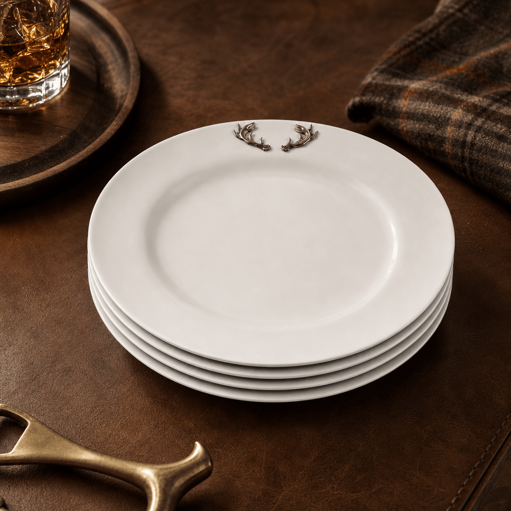 Arthur Court Antler Elk / Deer Antlers Melamine Lunch Plates - Set of 4
