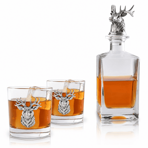 Arthur Court Antler Elk / Deer Bust Decanter Set with Glasses