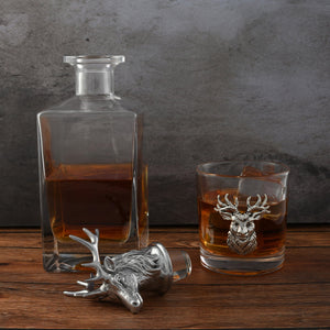 Arthur Court Antler Elk / Deer Bust Decanter Set with Glasses