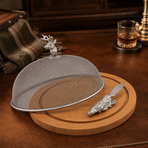 Arthur Court Antler Elk Head 3 Piece Picnic Cheese Board / Spreader