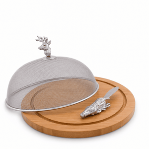 Arthur Court Antler Elk Head 3 Piece Picnic Cheese Board / Spreader