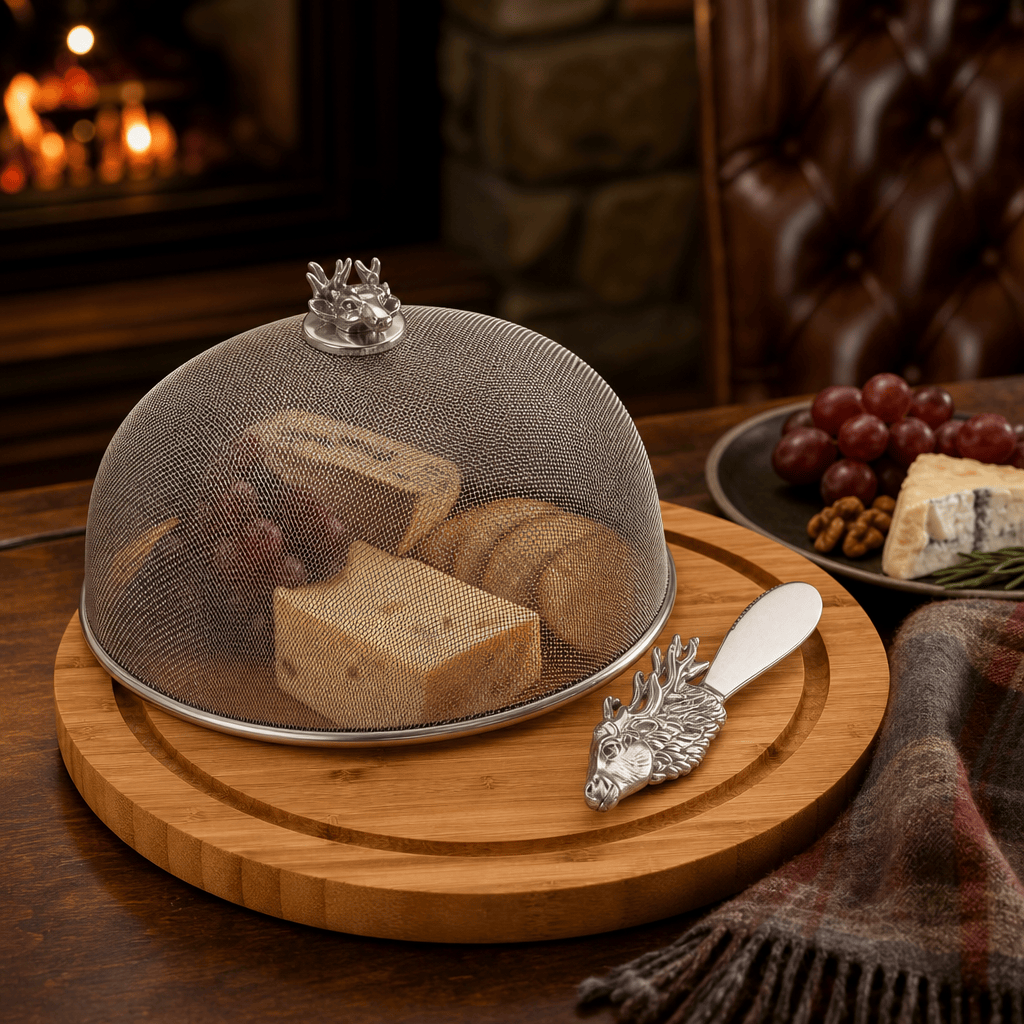 Arthur Court Antler Elk Head 3 Piece Picnic Cheese Board / Spreader